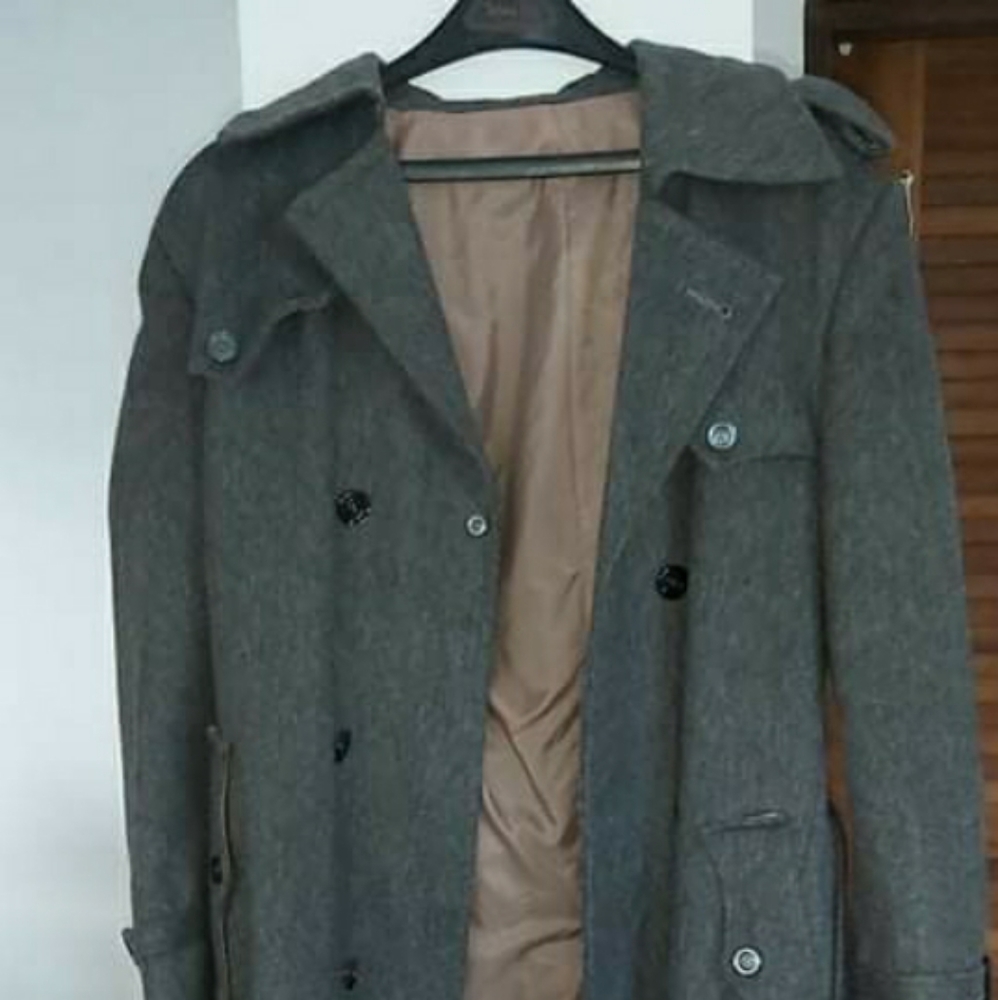 Winter Sale Vintage Parks Trench Coat Grey M/L